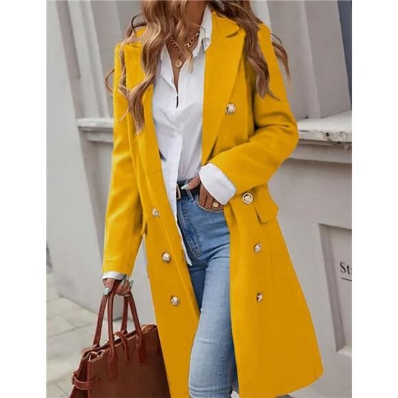 IDEALSANXUN Womens Long Wool Coat for Women Fall Winter Trench Coat Trendy - Picture 3 of 7